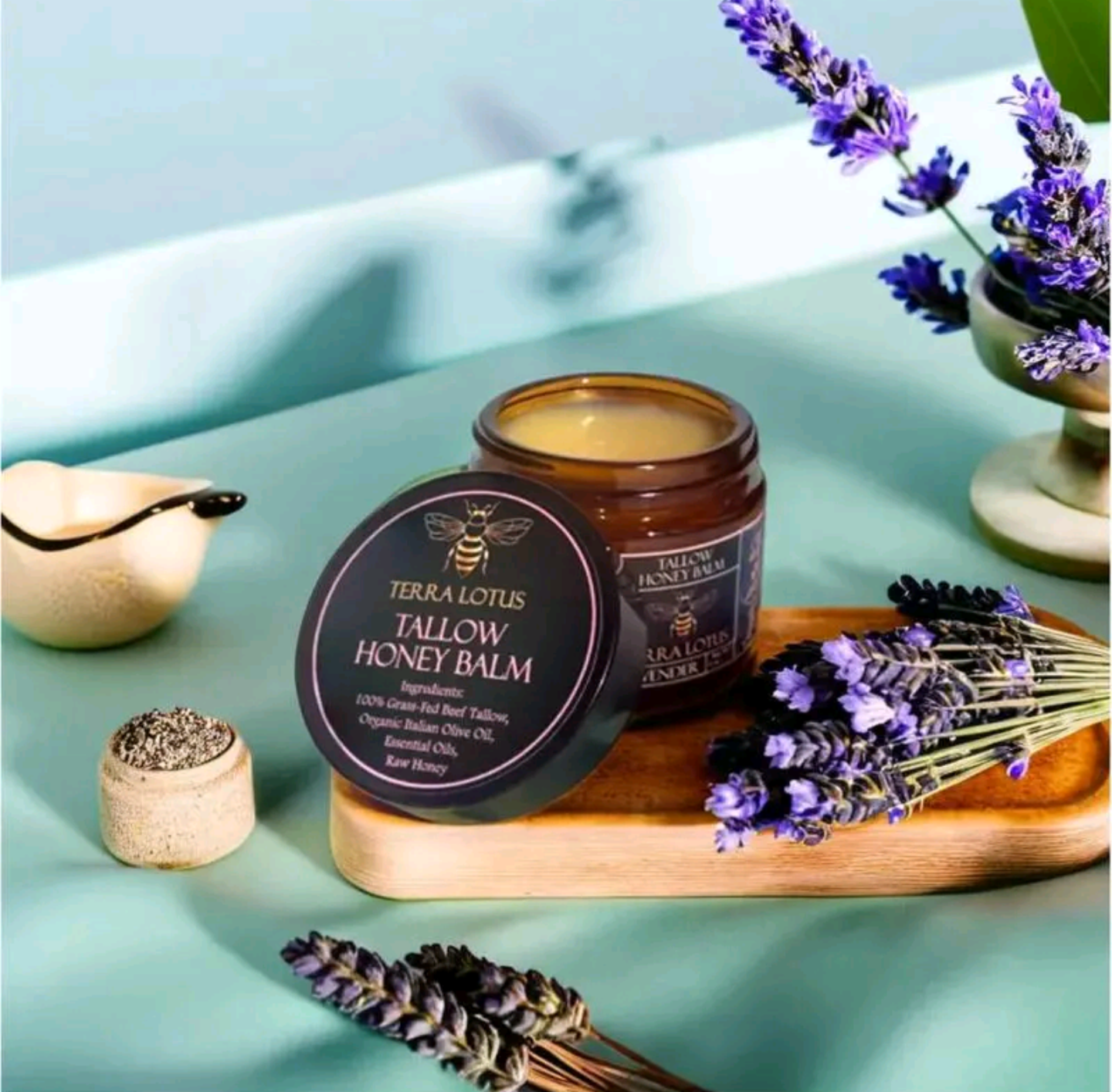 Organic Grass-Fed Beef Tallow Balm with Raw Honey Moisturizing Cream for Soft Smooth Skin Handmade All-Natural Moisturizer Skin